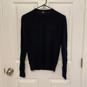 Extra Fine Merino Crew Neck Long-Sleeve Sweater, size XS, navy blue, 100% wool